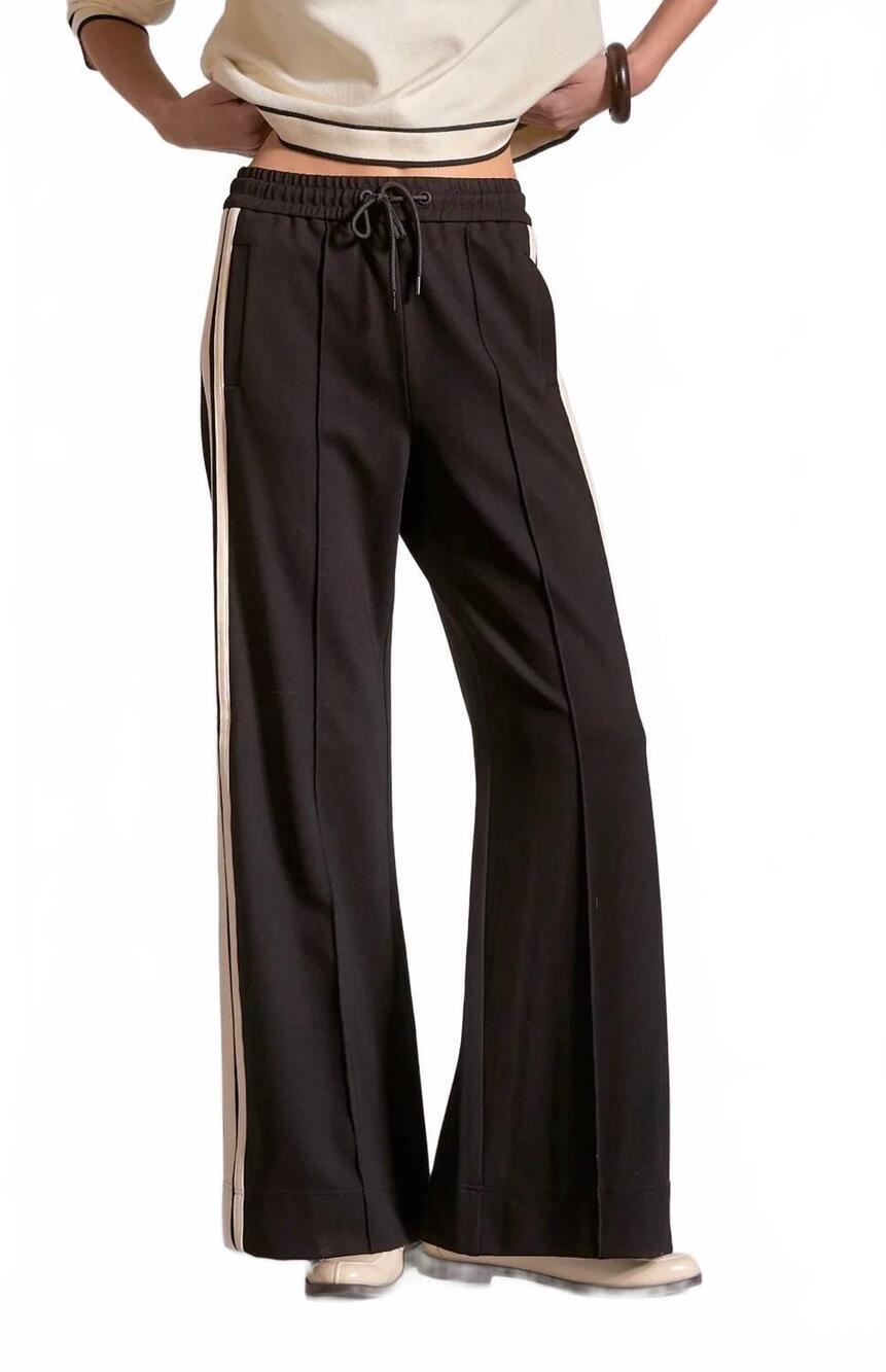 NEW ELAN stripe track pants in black